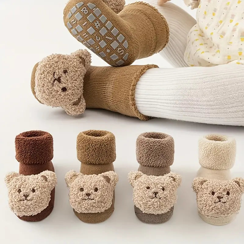 Chaussettes Bébé Motif Ours Antidérapantes - Plusieurs Couleurs