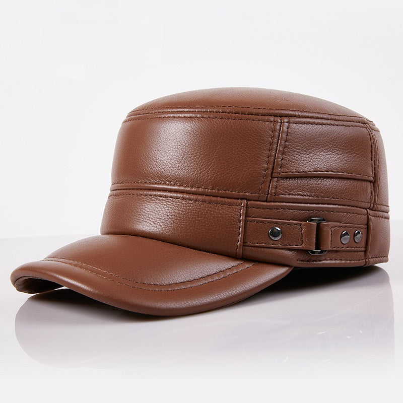 Casquette en Cuir Brun Élégante et Moderne